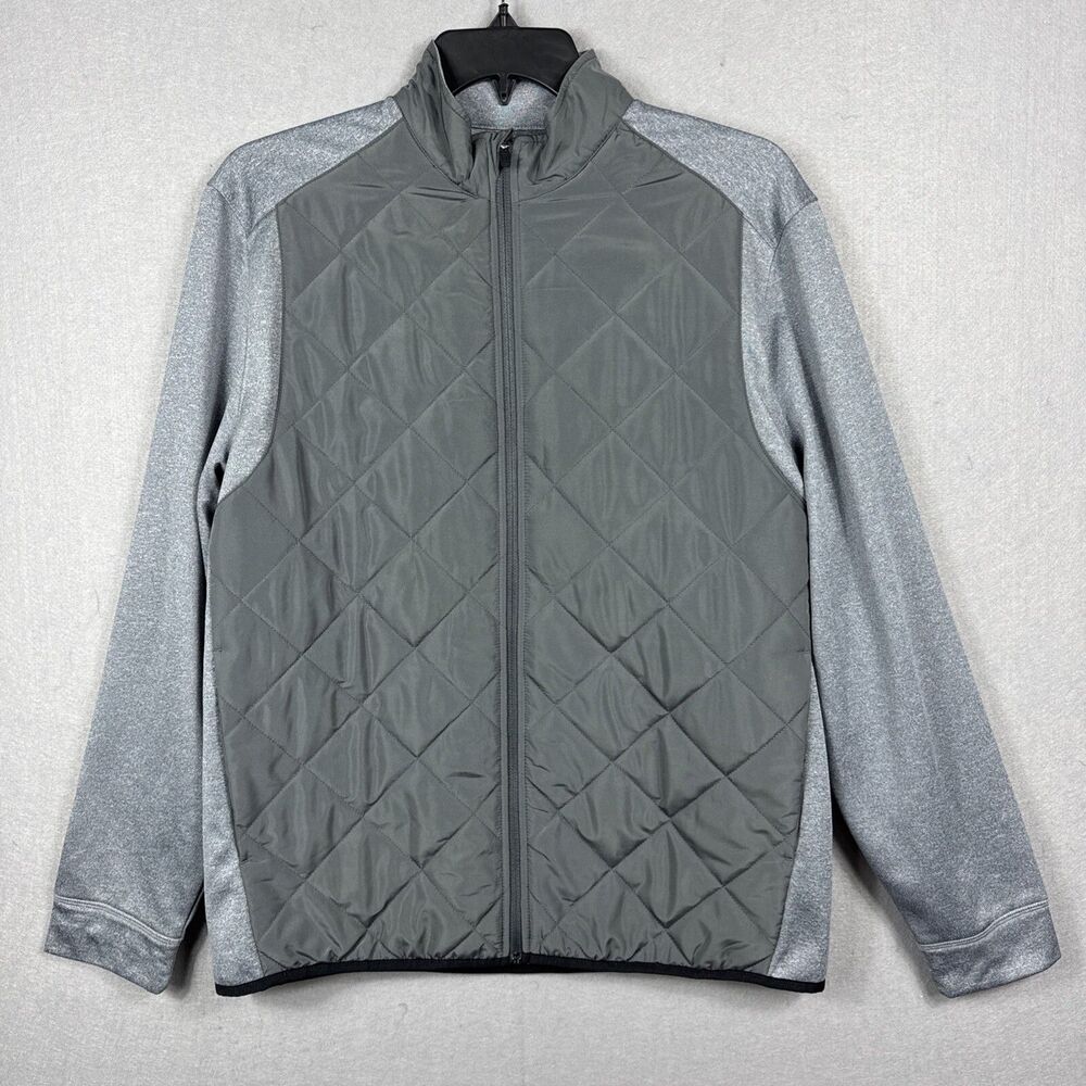 PGA Tour Jacket Men's Large Gray Quilted Fleece Full Zip Golf Hybrid Performance